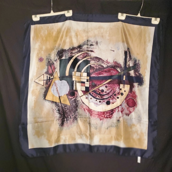 Vintage Wassily Kandinsky Art Scarf Hommage to Grohmann Black Border 34x34 - Picture 3 of 5